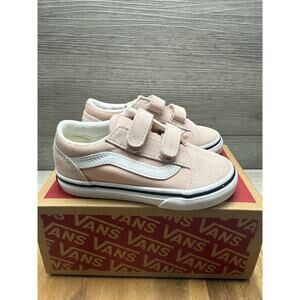 VANS Old Skool V Powder Pink/ True White Toddler Girls Skate Shoes Sneakers 8.5